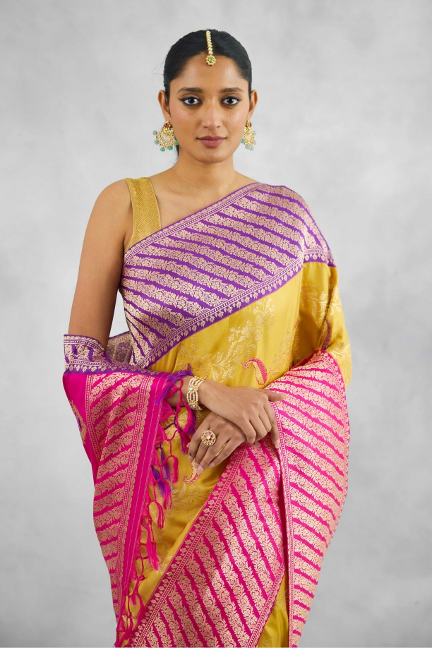 Sunflower Yellow Katan Silk Saree