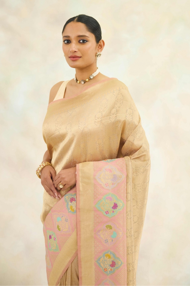 Molten Gold Tissue Silk Saree