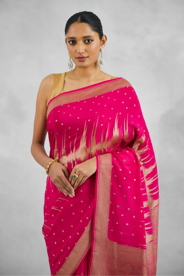 Magenta Pink Crepe Saree