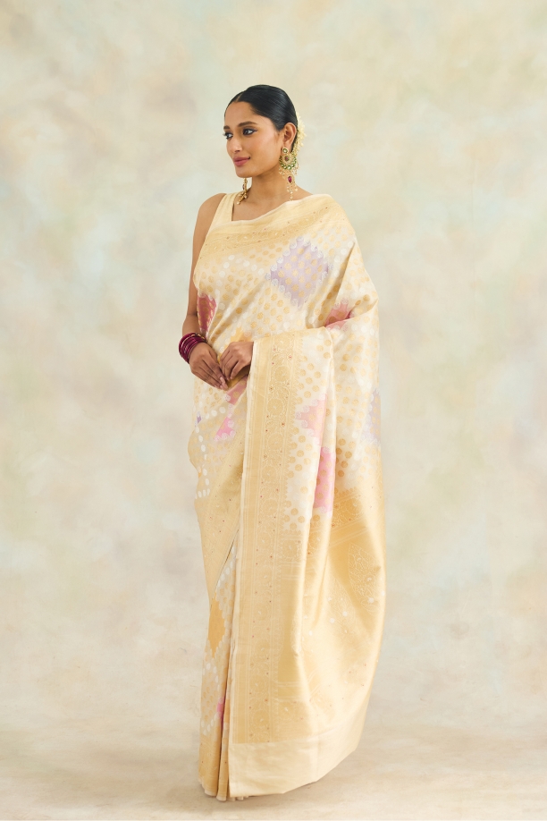 Medieval Gold Rangkaat Tissue Silk Saree