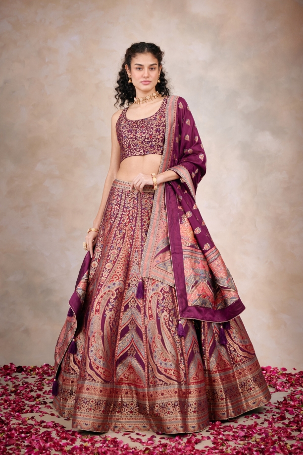 Persian Mauve Banarasi Silk Lehenga