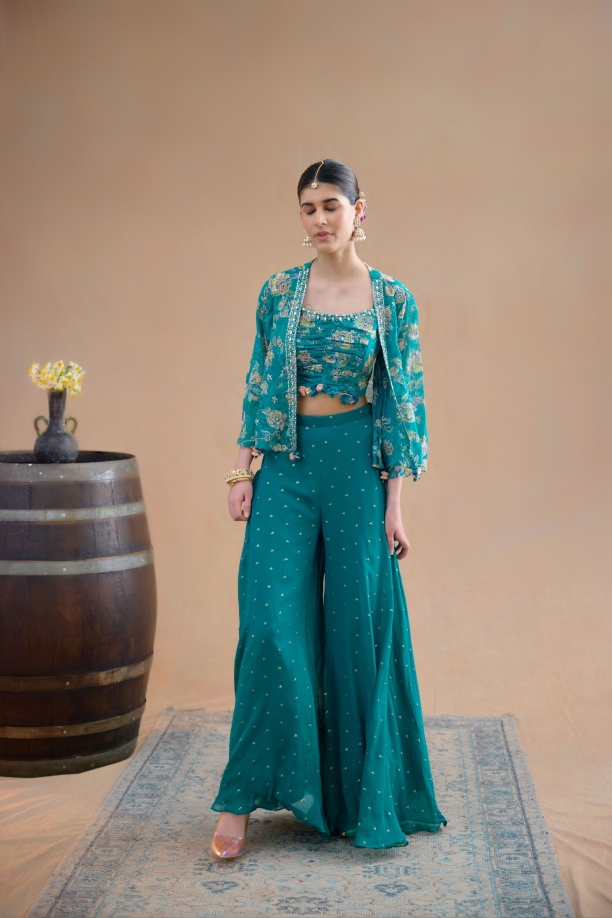 Cadet Blue Sharara Set