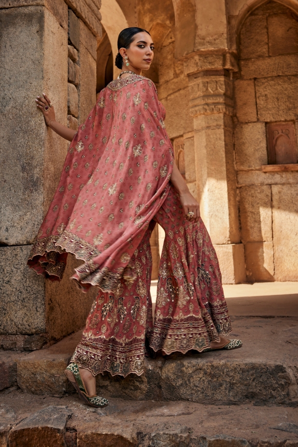 Brick Red Sharara Set