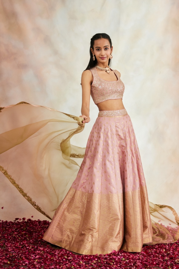 Sweet Pink Banarasi Silk Lehenga