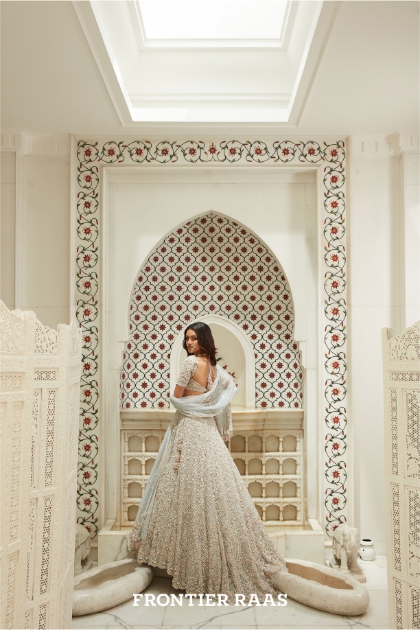 Powder Blue Trail Lehenga