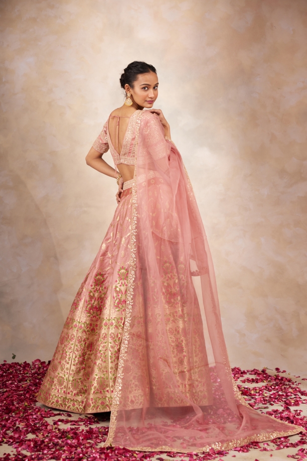 Dusty Pink Banarasi Paithni Lehenga