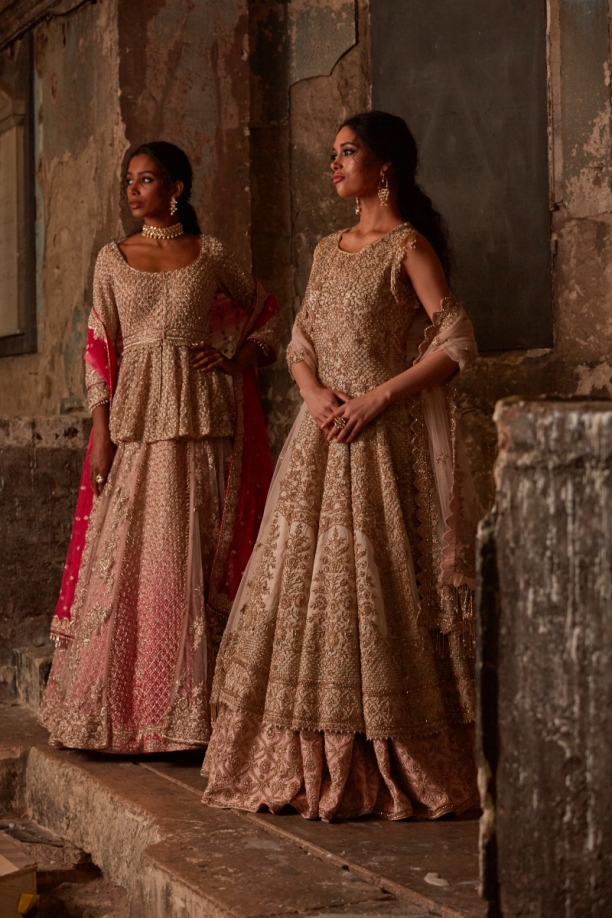 Ivory & Pale Blush Pink Anarkali Skirt Set