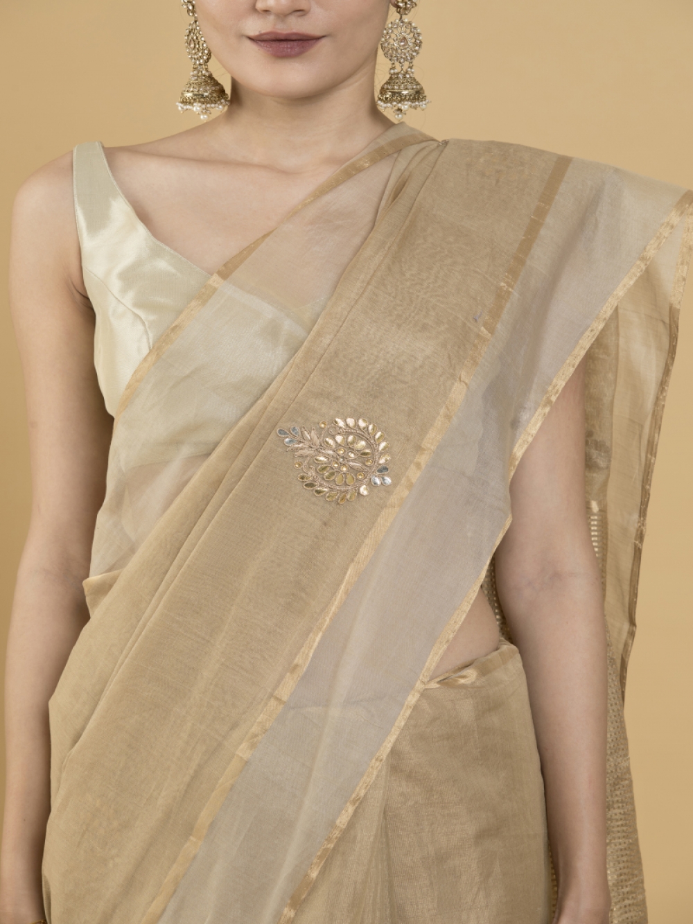 Buy Beige Sarees for Women by Mm Venture Online | Ajio.com