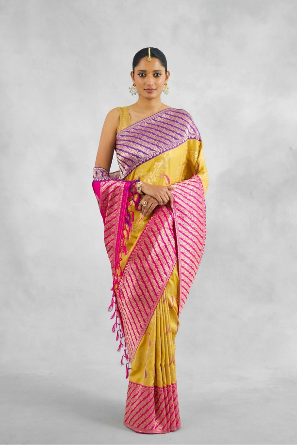 Sunflower Yellow Katan Silk Saree