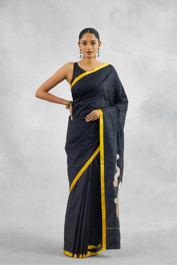 Slate Black Banarasi Silk Saree