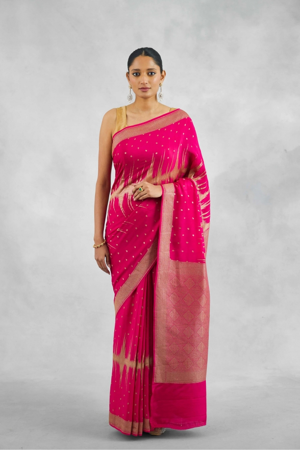 Magenta Pink Crepe Saree