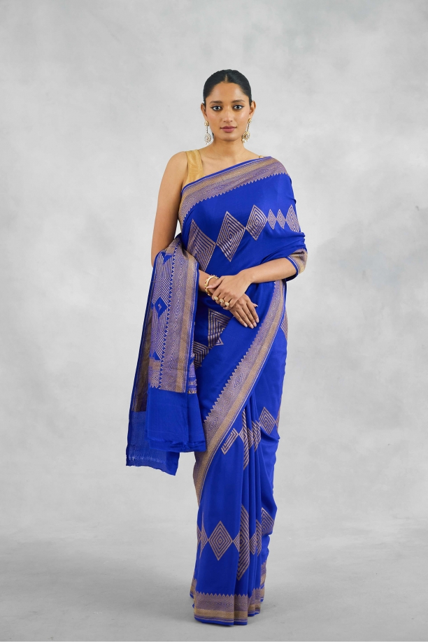 Royal Blue Crepe Saree