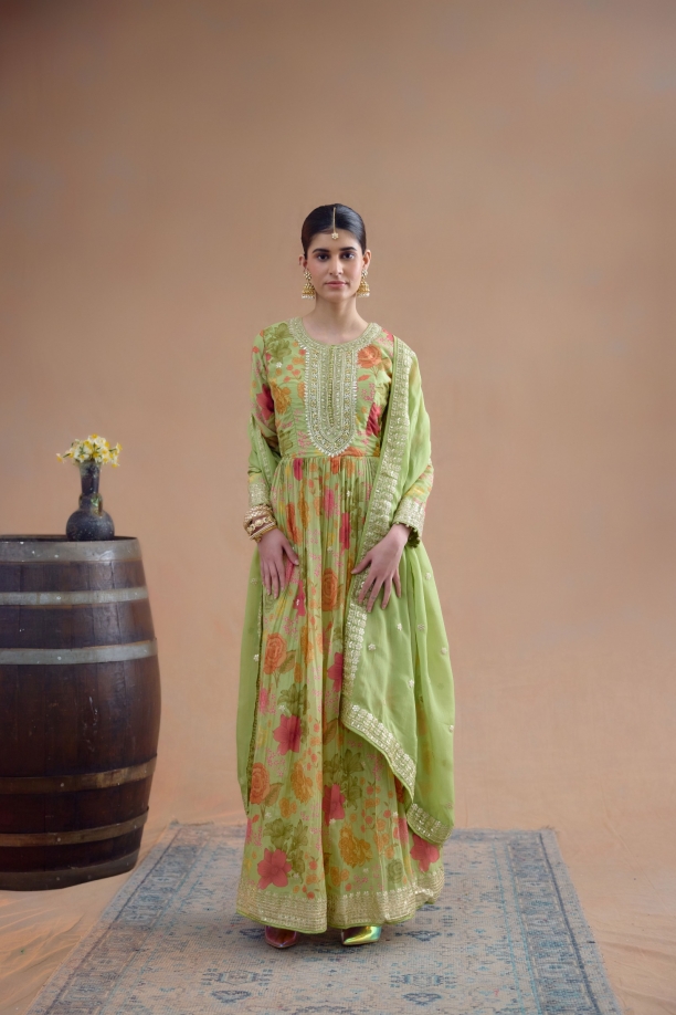 Leaf Green Anarkali