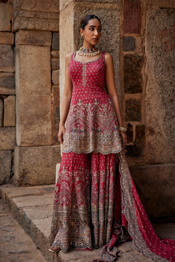 Magenta Sharara Set