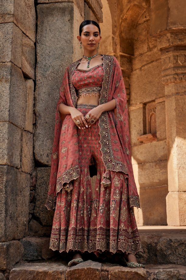 Brick Red Sharara Set