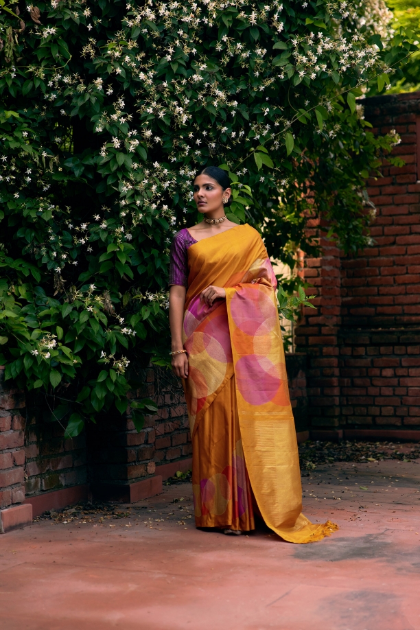 Coral Kanjivaram Silk Saree