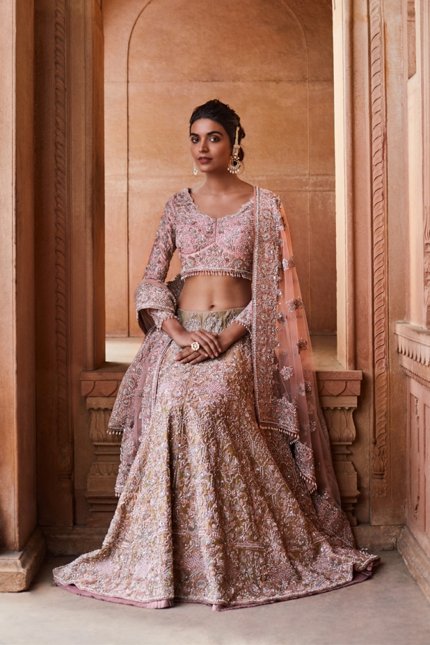 Pink  Embroidered Lehenga 