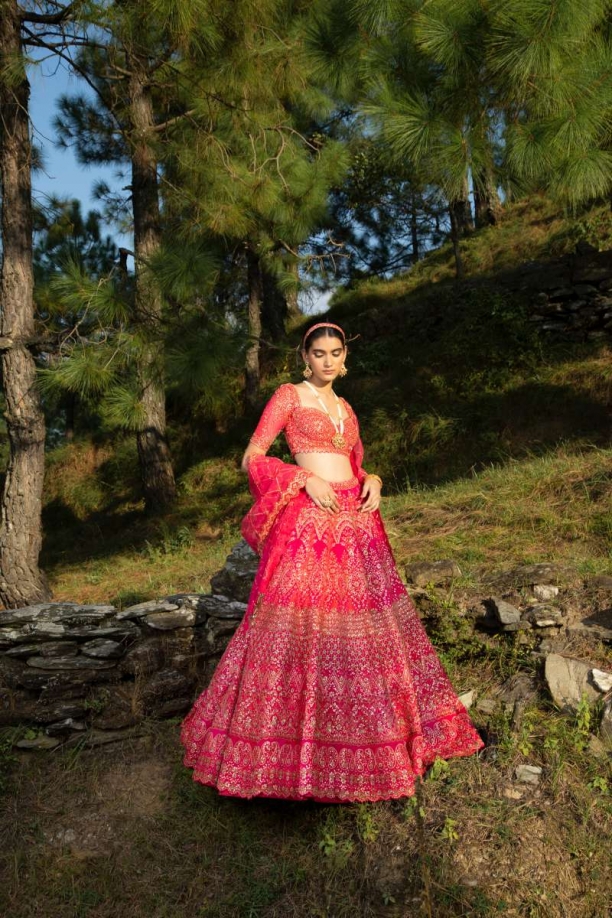 Fuschia Organza Lehenga