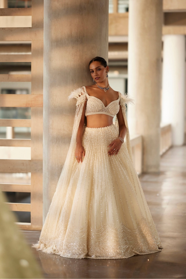 White Peacock Lehenga