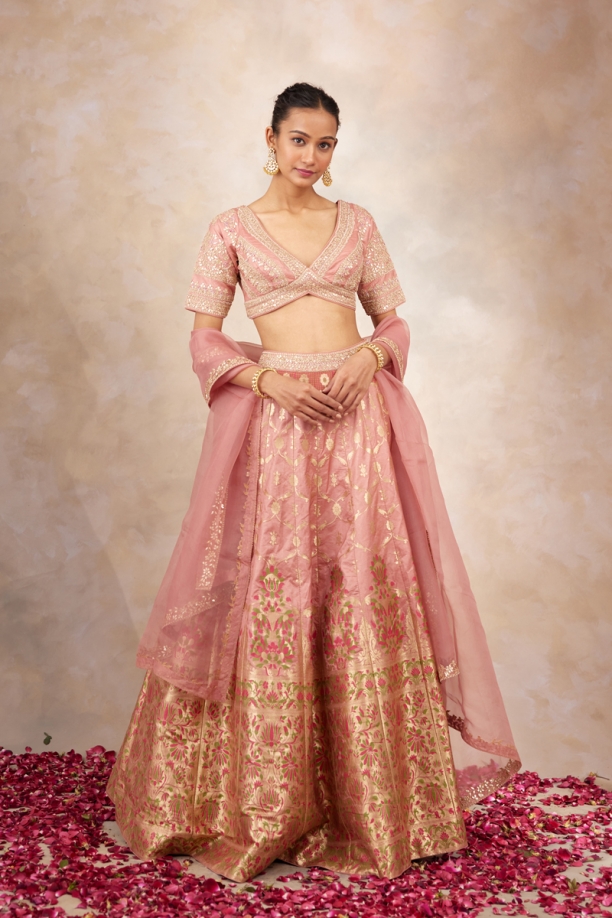 Dusty Pink Banarasi Paithni Lehenga