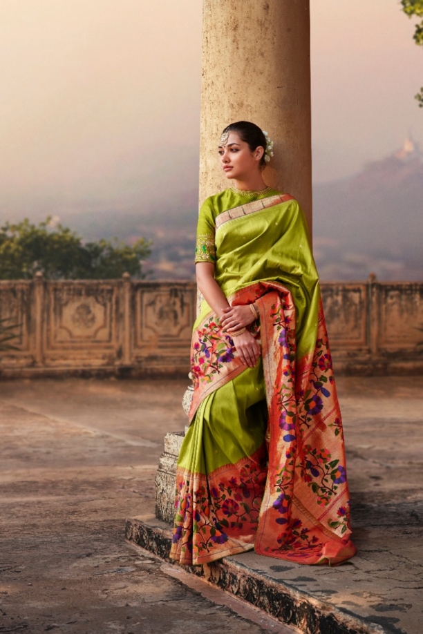 Pear Green Paithani Saree