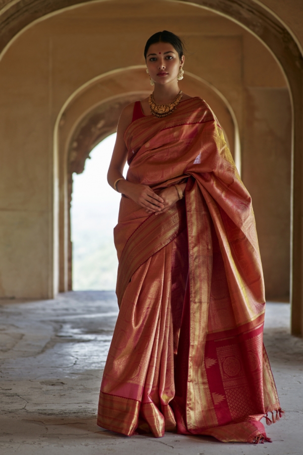 Pink Base Kanchipuram Saree