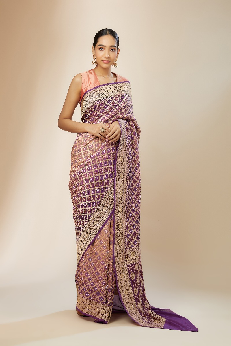 Buy Peegli Saree Purple Bandhani Saree Art Silk Printed Traditional Sari  For Women Diwali Gift For Sister at Amazon.in