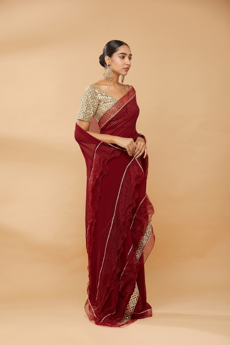 Ruffle Saree - Buy Trendy Frill Saree Online Now