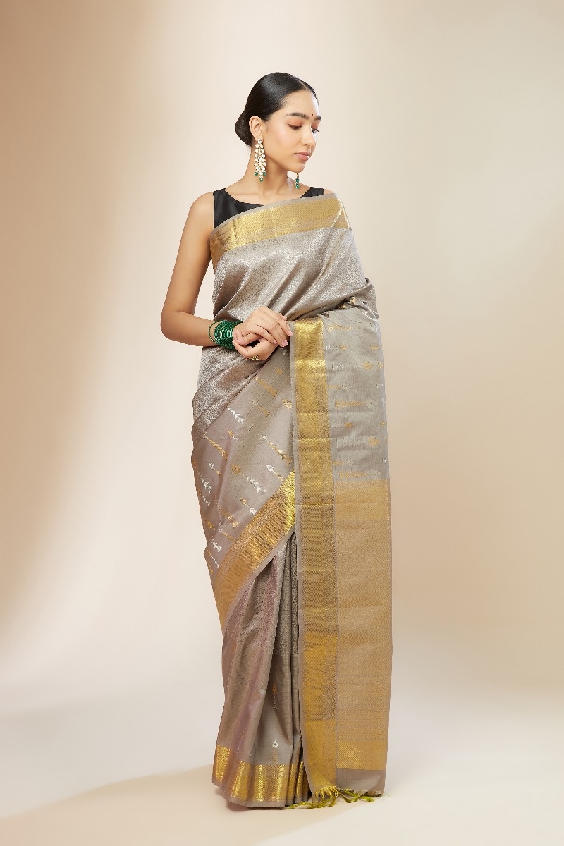 Buy Pink Georgette Saree Online in USA with Antique Zari Blue Border – Pure  Elegance