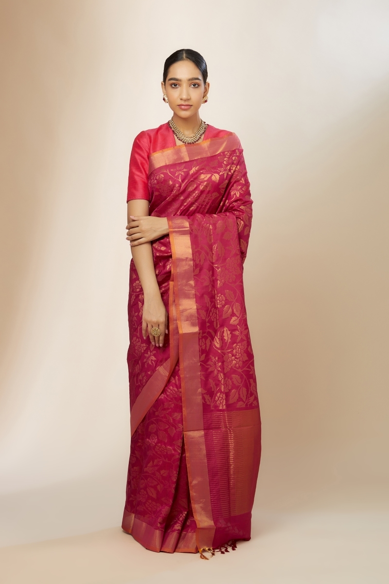 Cherry Burst Saree | Ready-to-Wear Red Sequin Saree – Glamwiz India