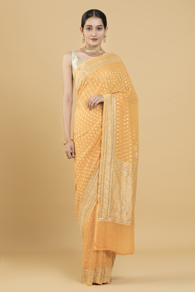 Thread Work Contrast Border Mango Yellow Kanchipuram Silk Saree – Sundari  Silks