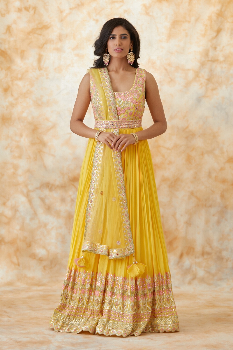 Yellow Anarkali Dress | Buy Yellow Colour Anarkali Dresses Online |  KalaNiketan