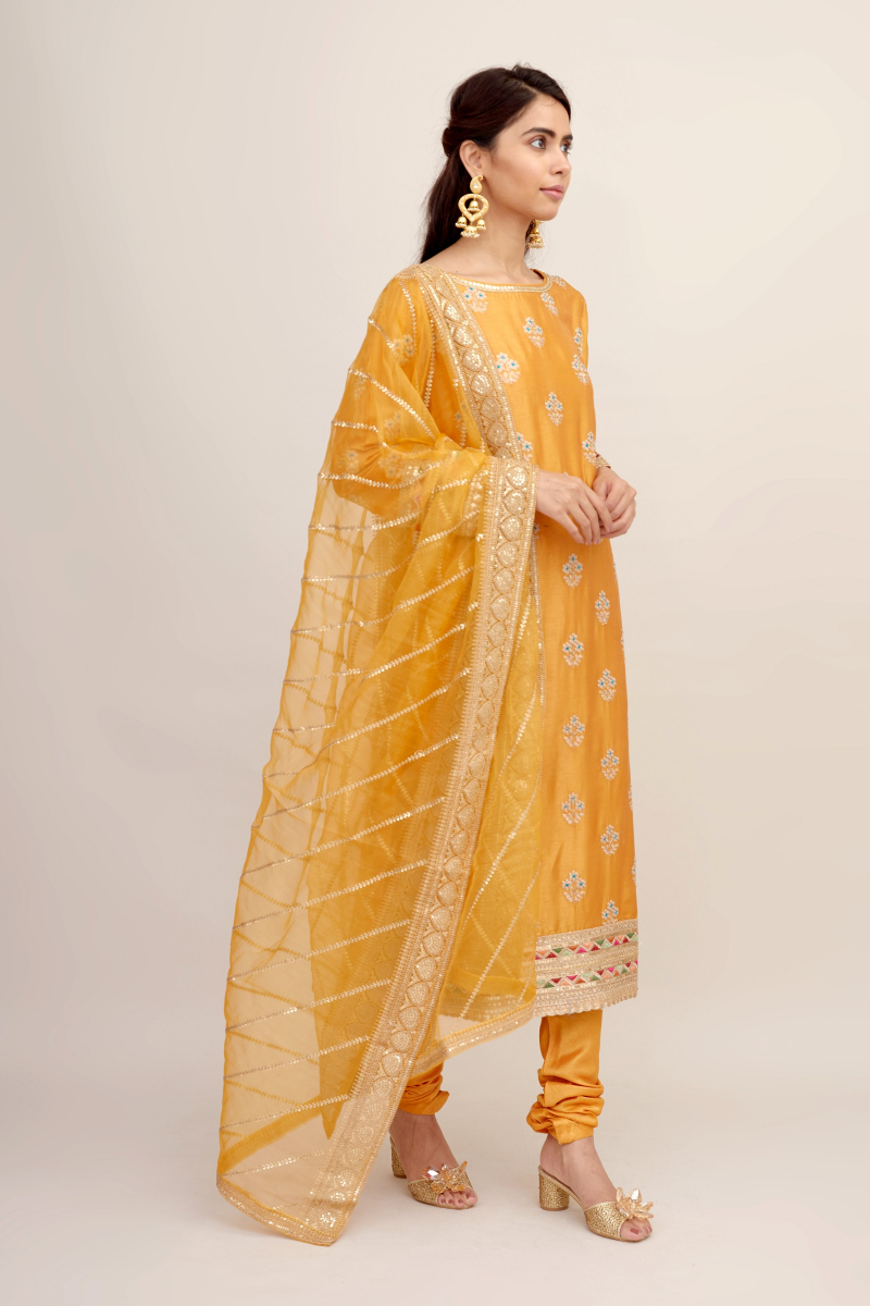 Buy Mustard Silk Suit For Women Online - Frontierraas