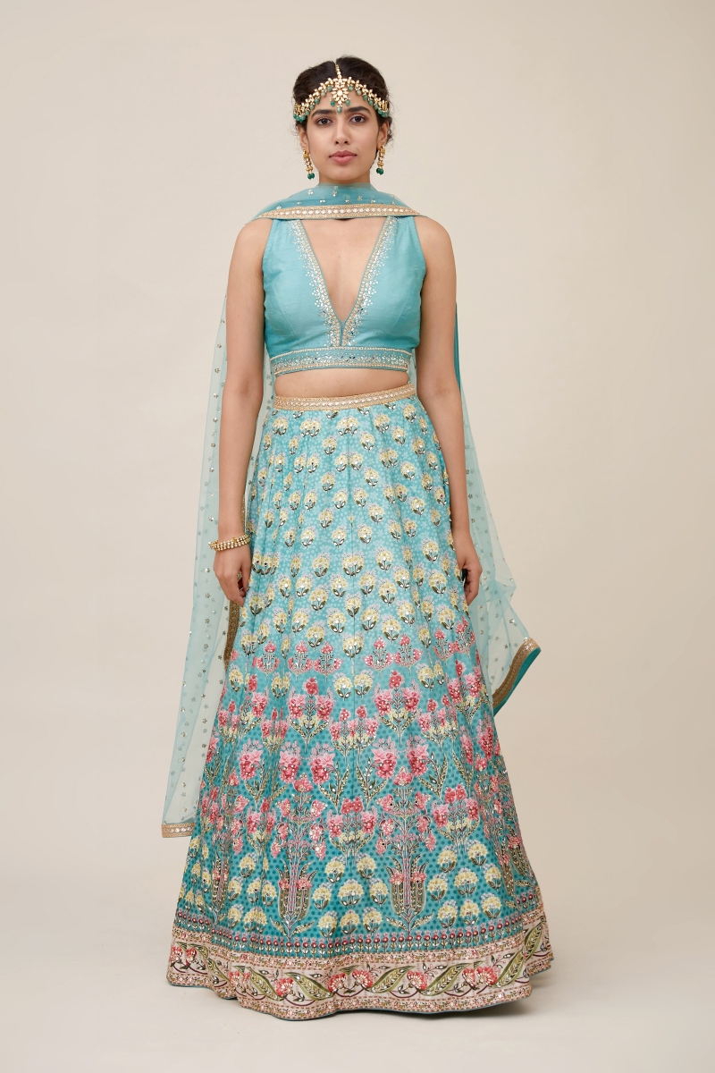 Buy Wedding Wear Navy Blue Zari Work Raw Silk Lehenga Choli Online From  Surat Wholesale Shop.