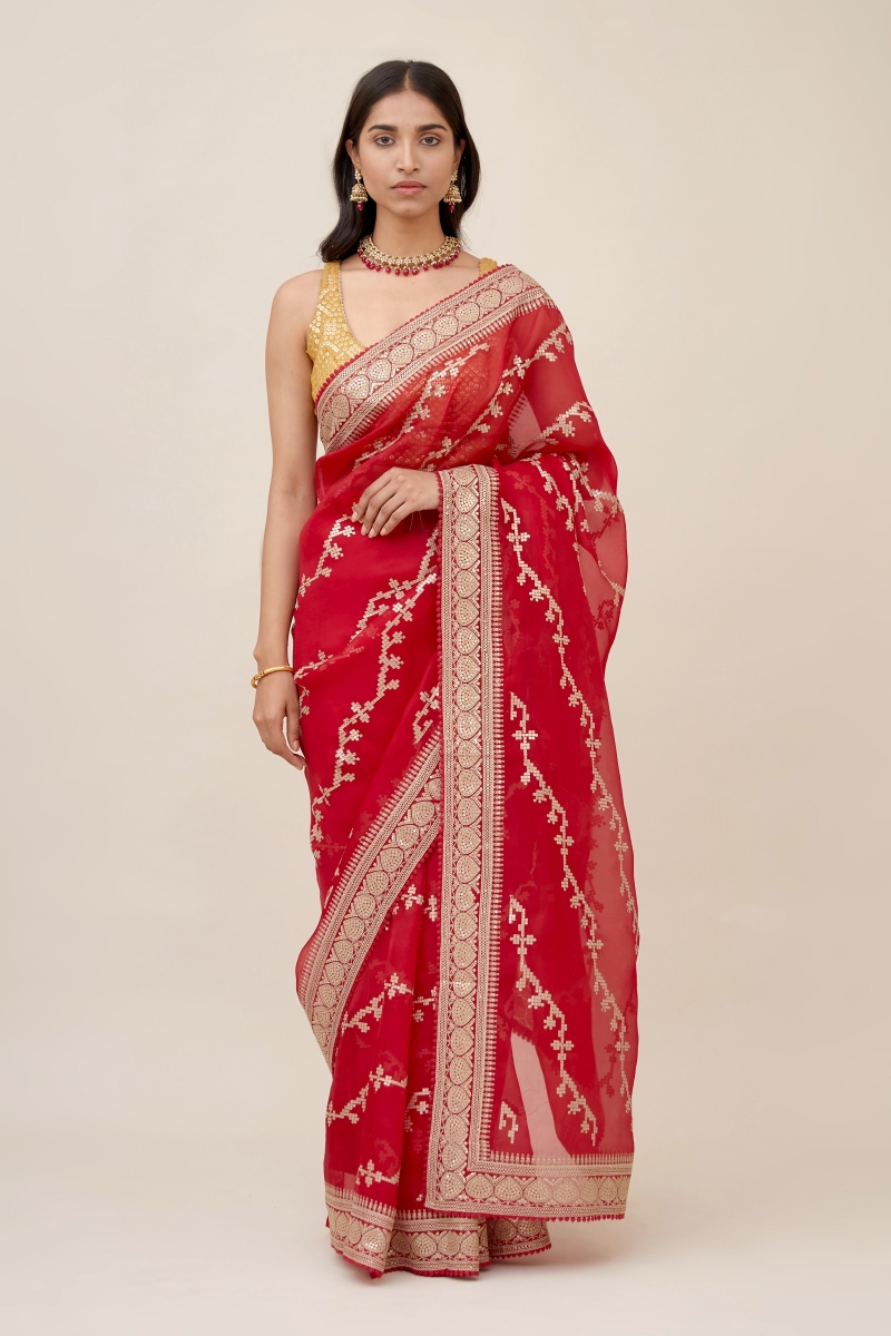 Buy Party Wear Maroon Embroidery Work Georgette Saree Online From Surat  Wholesale Shop.