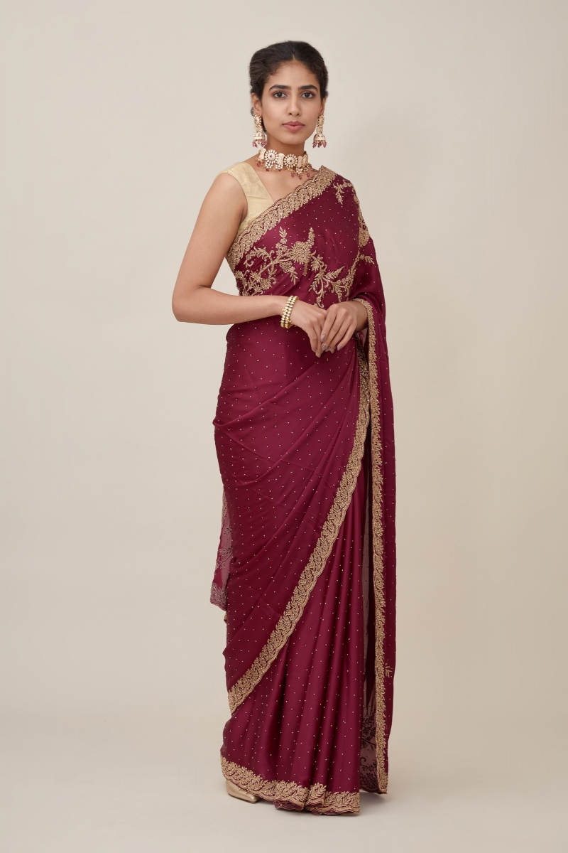 Buy online Women's Solid Purple Colored Saree With Blouse from ethnic wear  for Women by Rhey for ₹329 at 84% off | 2024 Limeroad.com