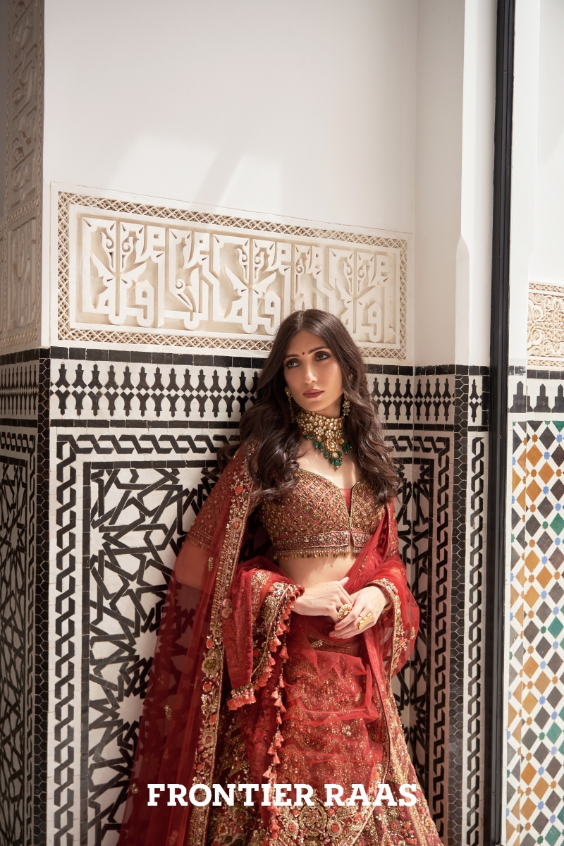 Burgundy Embroidered Silk Velvet Lehenga - Sureena Chowdhri