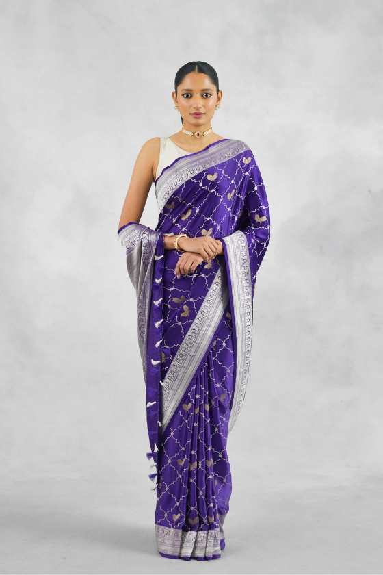 Aubergine Purple Mashru Silk Saree