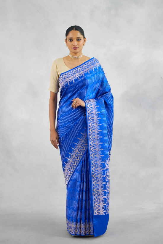 Royal Blue Satin Silk Saree