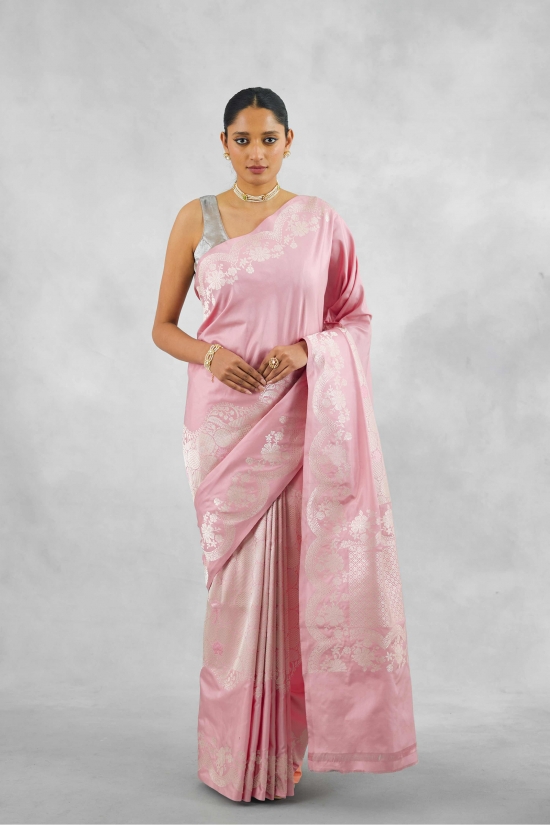 Blush Bloom Katan Silk Saree