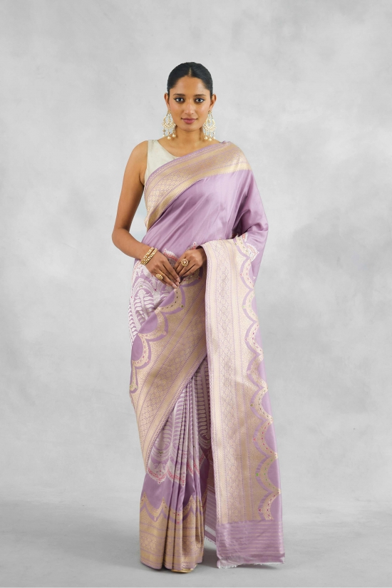 Lavender Katan Silk Saree