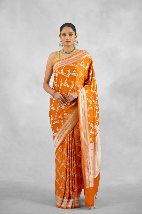 Deep Saffron Mashru Silk Saree