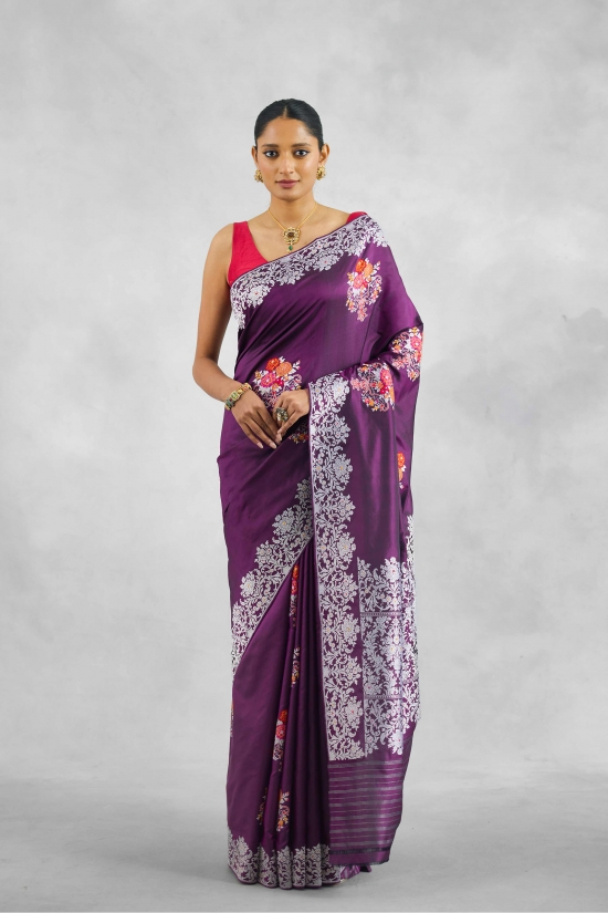 Dark Purple Katan Silk Saree