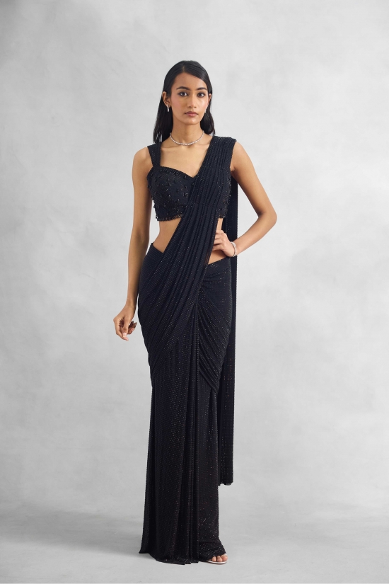 Midnight Black Drape Saree