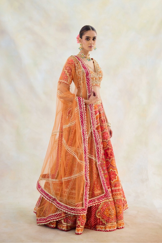 Mahogany Orange Lehenga Set