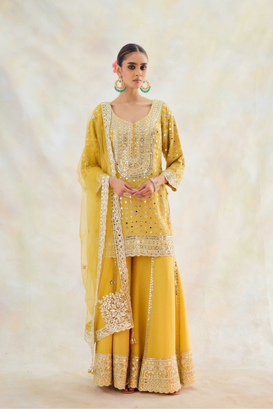 Mustard Yellow Sharara Suit Set 