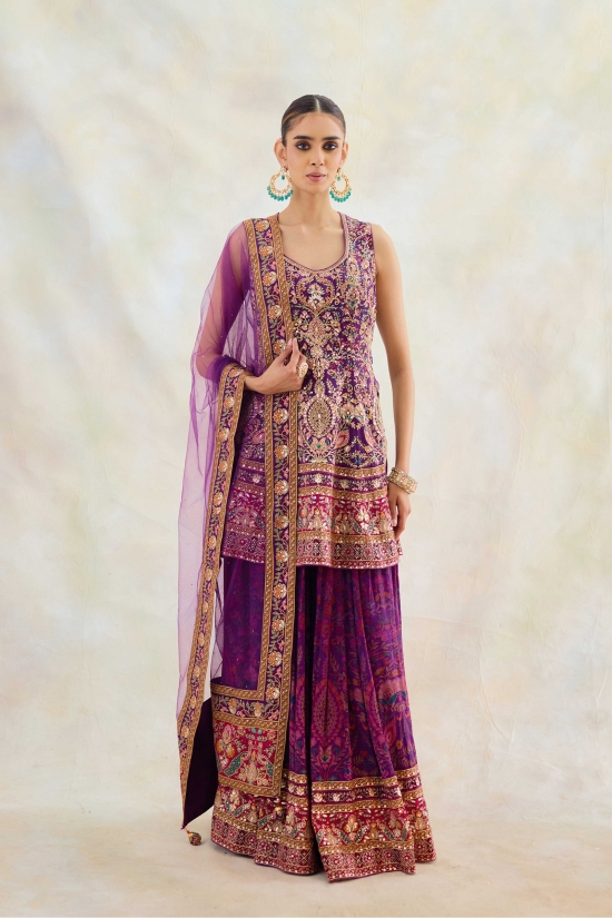 Tyrian Purple Sharara Set 