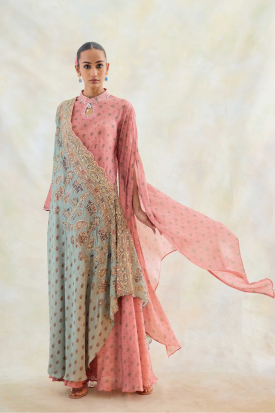 Old Rose Ombre Floor Length Kurti 