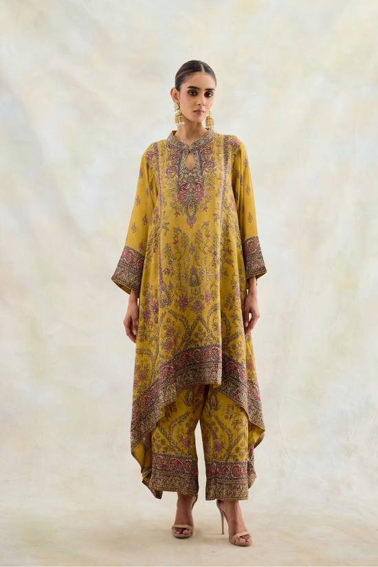 Honey Mustard Embellished Kaftan Set