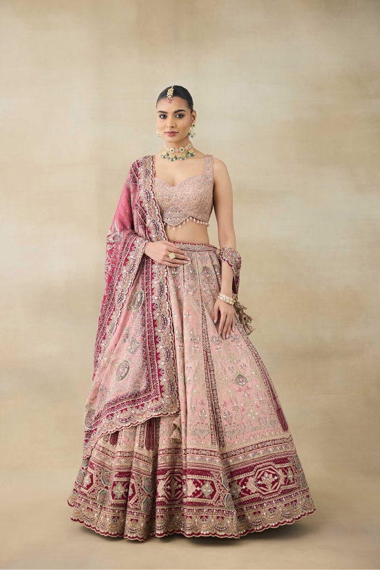 Pale Pink Embroidered Lehenga Set 